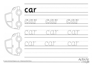 Car Handwriting Worksheet