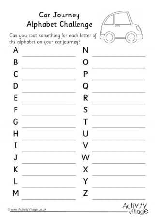 Car Journey Alphabet