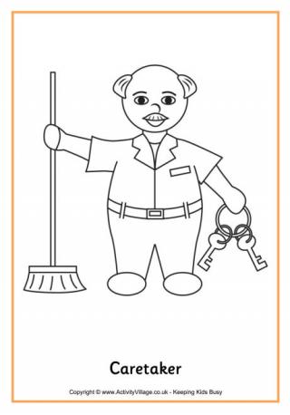 Caretaker Colouring Page