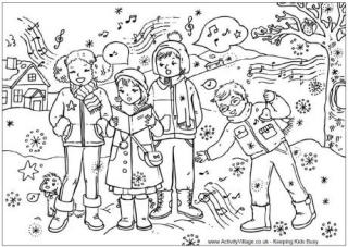 Carol Singers Colouring Page