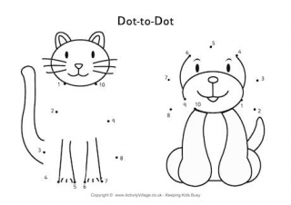 Cat and Dog Dot to Dot