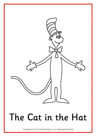 Cat in the Hat Colouring Page