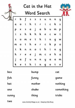 Cat in the Hat Word Search