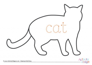 Cat Word Tracing Page