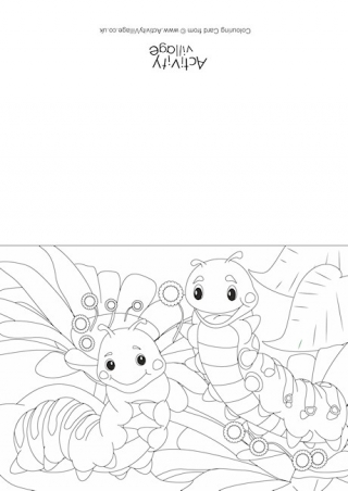 Caterpillars Scene Colouring Card