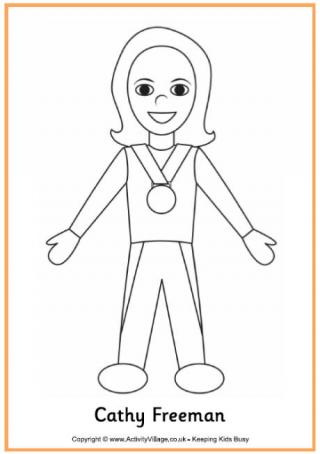 Cathy Freeman Colouring Page