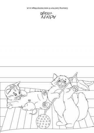 Cats Scene Colouring Card