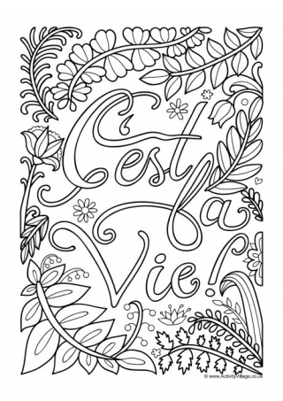 C'est La Vie Colouring Page