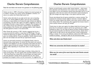 Charles Darwin Comprehension