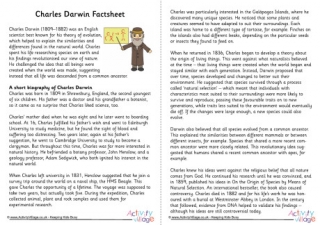 Charles Darwin Factsheet