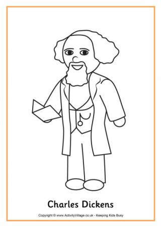 Charles Dickens Colouring Page 