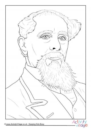 Charles Dickens Portrait Colouring Page