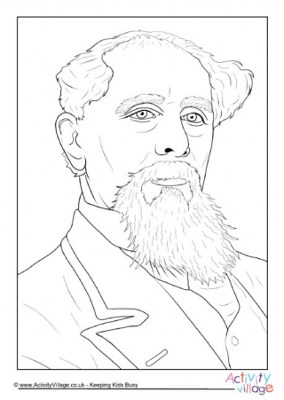 Charles Dickens Portrait Colouring Page