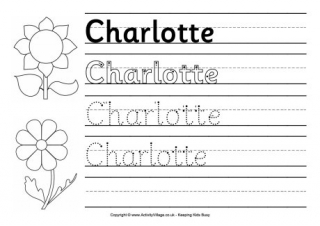 Charlotte Handwriting Worksheet