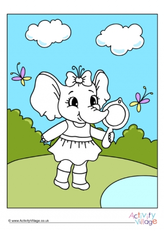 Chasing Butterflies Elephant Colour Pop Colouring Page