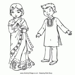 Children Around The World Colouring Pages