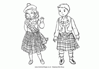 Scottish Children Colouring Page