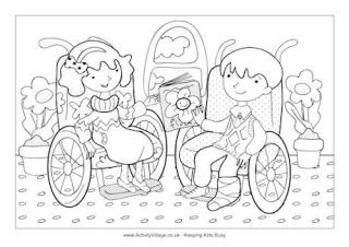 Children in Wheelchairs Colouring Page