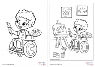 Children With Disabilities Colouring Page 11