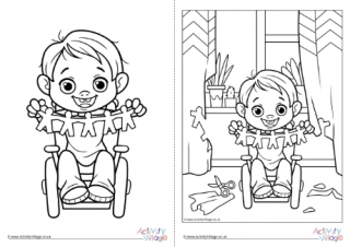 Children With Disabilities Colouring Page 1