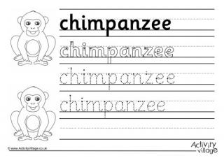 Chimpanzee Handwriting Worksheet