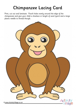 Chimpanzee Lacing Card