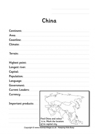 China Fact Worksheet