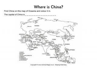 China Location Worksheet
