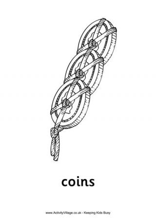 Chinese Coins Colouring Page