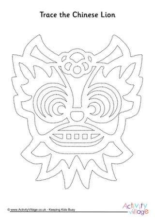 Chinese Lion Tracing Page