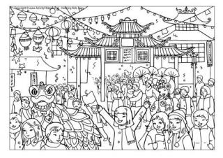 Chinese New Year Celebration Colouring Page