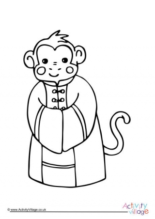 Chinese New Year Monkey Colouring Page