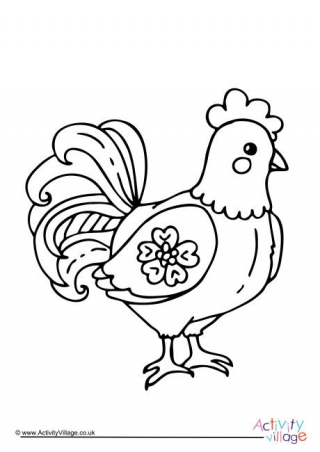 Chinese New Year Rooster Colouring Page