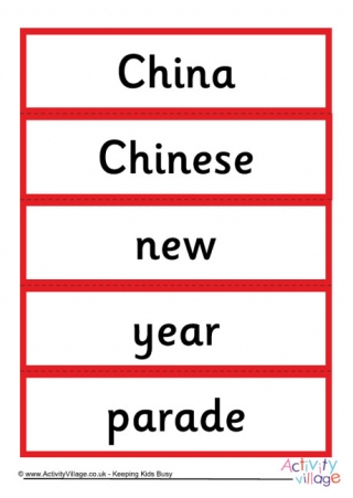 Chinese New Year Word Cards