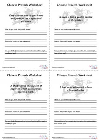 Chinese proverb worksheets