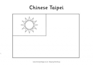 Chinese Taipei Flag Colouring Page