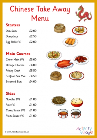 Chinese Takeaway Menu