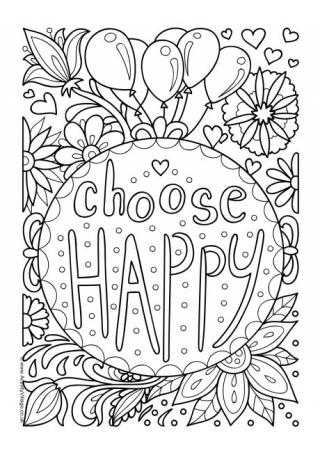 Choose Happy Colouring Page