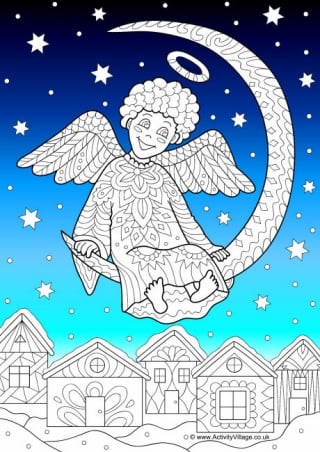 Christmas Angel Colour Pop Colouring Page