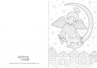 Christmas Angel Doodle Colouring Card