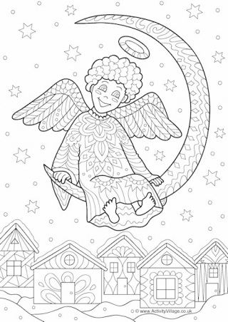 Christmas Angel Doodle Colouring Page