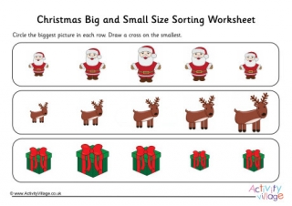 Christmas Big And Small Size Sorting Worksheet