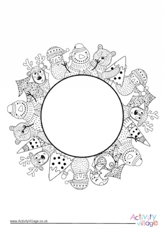 Christmas Border Colouring Page