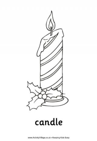 Christmas Candle Colouring Page