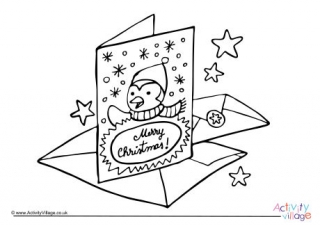 Christmas Cards Colouring Page