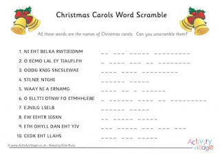 Christmas Carols Word Scramble