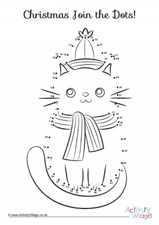 Christmas Cat Dot To Dot 