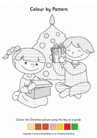 Christmas Children Colour by Pattern