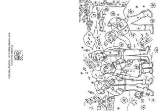 Carol Singers Colouring Card
