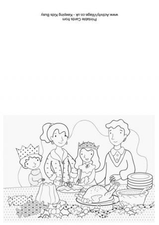 Christmas Dinner Colouring Card